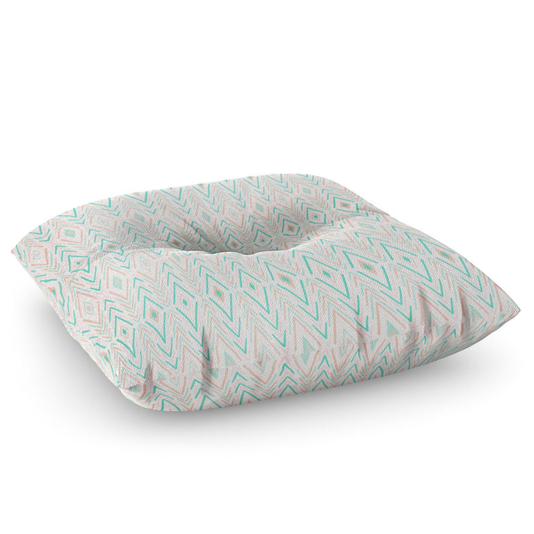 Bohemian Diamonds Mint Floor Pillow Square