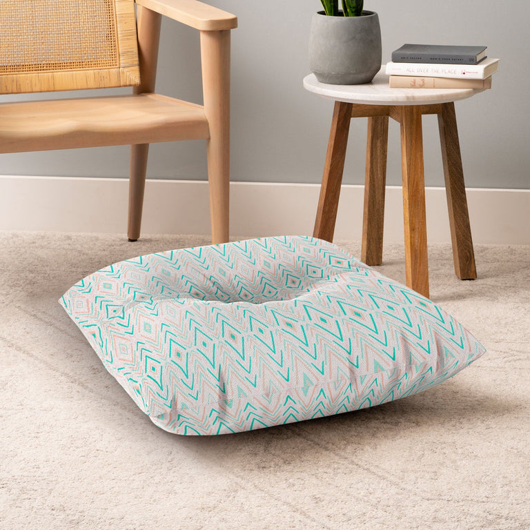 Bohemian Diamonds Mint Floor Pillow Square