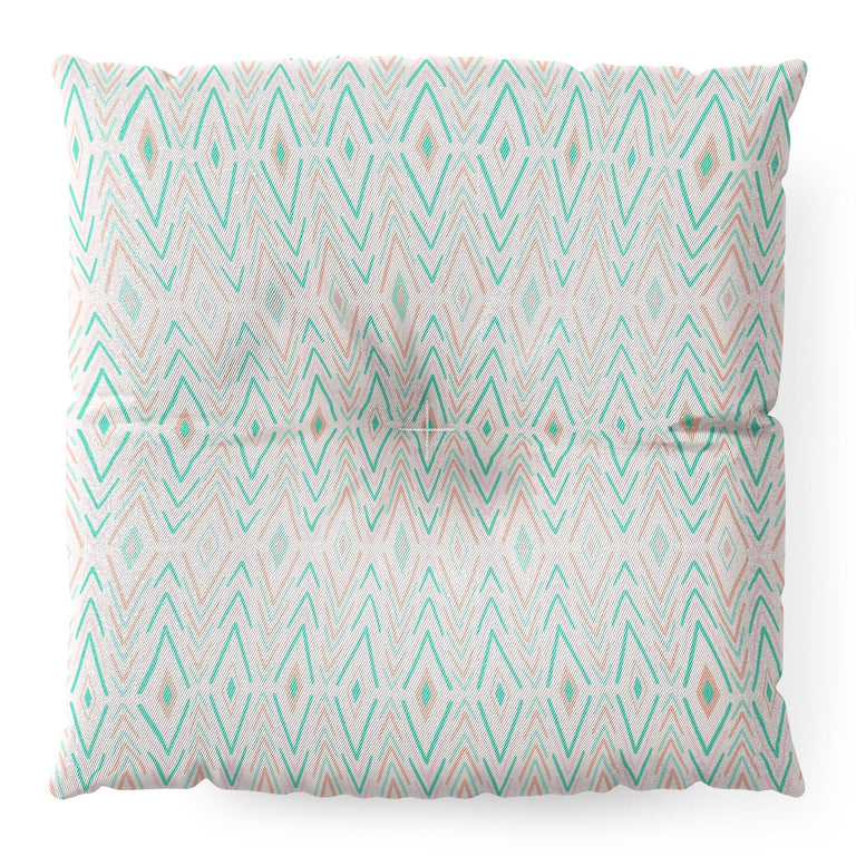 Bohemian Diamonds Mint Floor Pillow Square