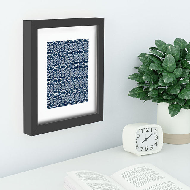 Bohemian Diamonds Navy Recessed Framing Rectangle