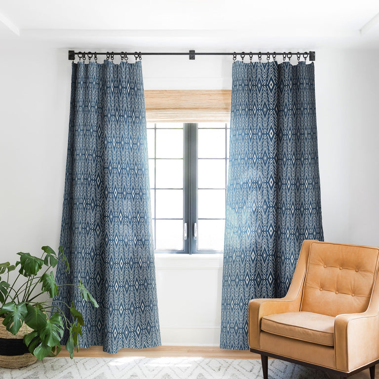 BOHEMIAN DIAMONDS NAVY BLACKOUT NON REPEAT WINDOW CURTAIN