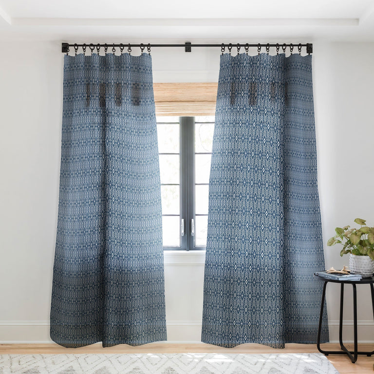 BOHEMIAN DIAMONDS NAVY SHEER WINDOW CURTAIN