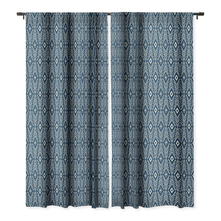 BOHEMIAN DIAMONDS NAVY BLACKOUT NON REPEAT WINDOW CURTAIN
