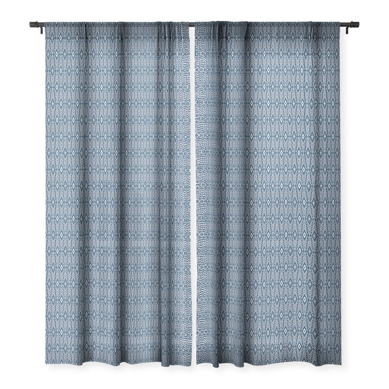 BOHEMIAN DIAMONDS NAVY SHEER WINDOW CURTAIN