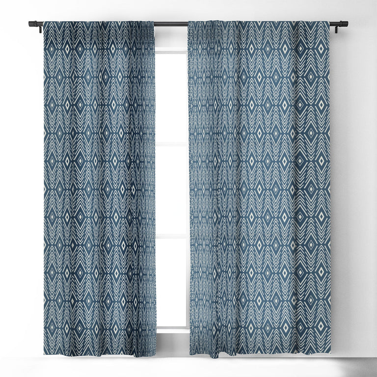 BOHEMIAN DIAMONDS NAVY BLACKOUT NON REPEAT WINDOW CURTAIN