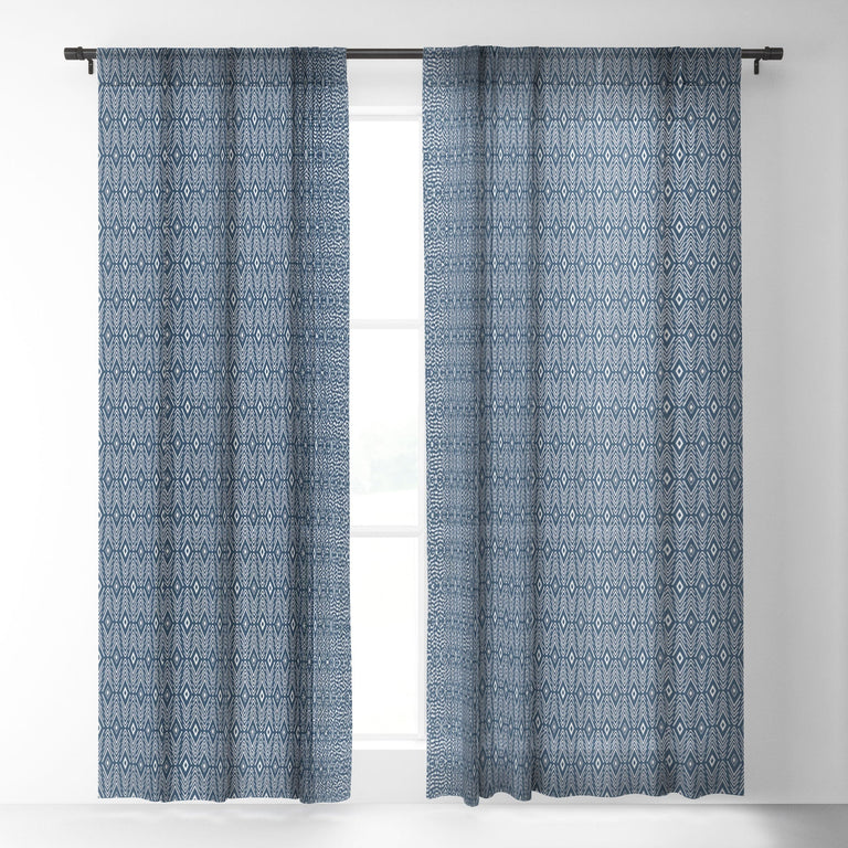 BOHEMIAN DIAMONDS NAVY SHEER WINDOW CURTAIN