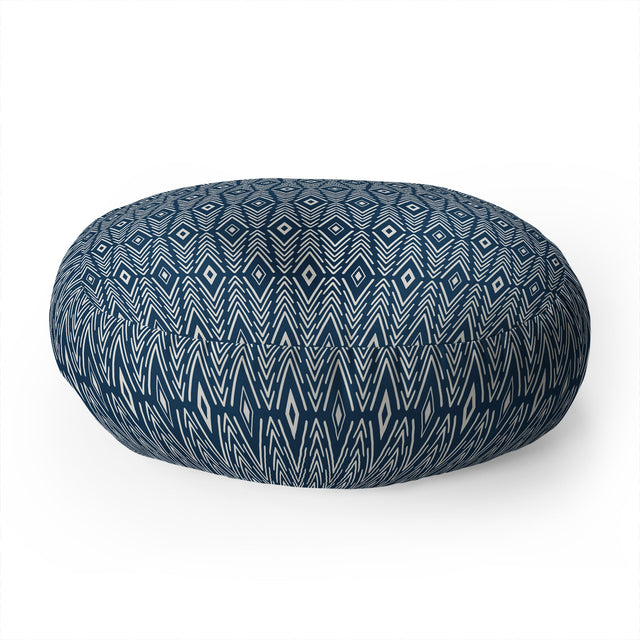 Bohemian Diamonds Navy Floor Pillow Round