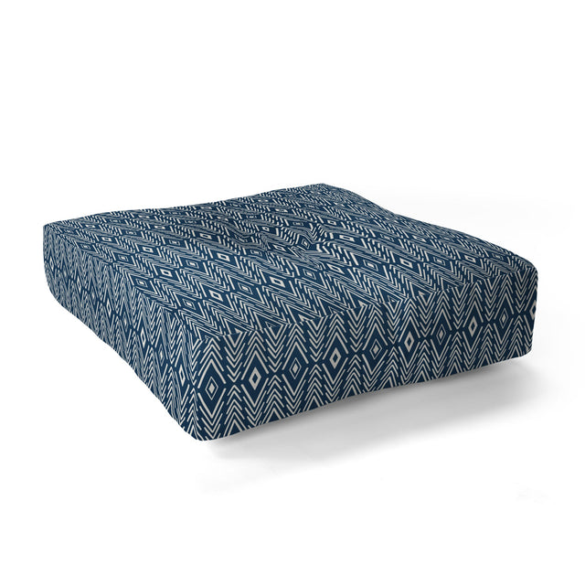 Bohemian Diamonds Navy Floor Pillow Square