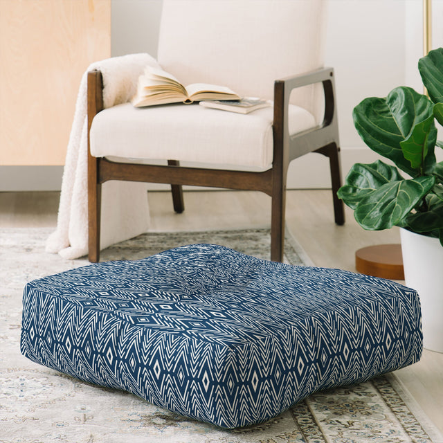 Bohemian Diamonds Navy Floor Pillow Square