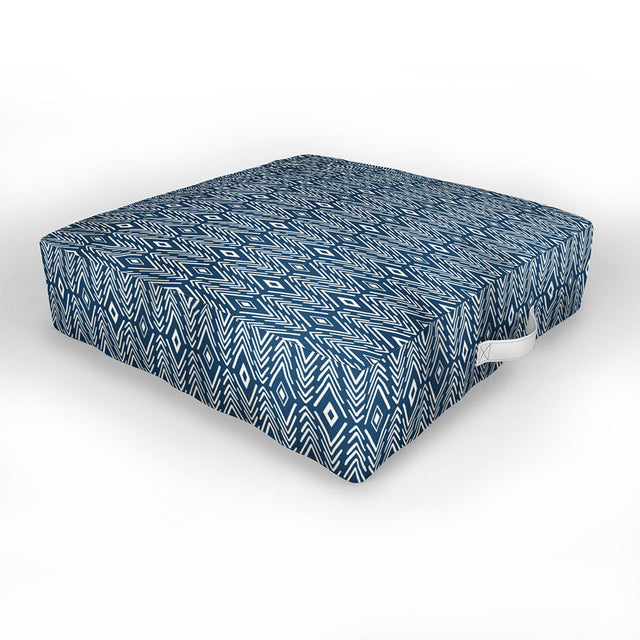 Bohemian Diamonds Navy Outdoor Floor Cushion