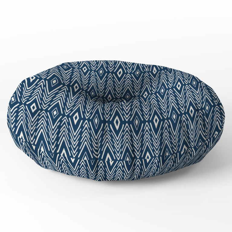 Bohemian Diamonds Navy Floor Pillow Round