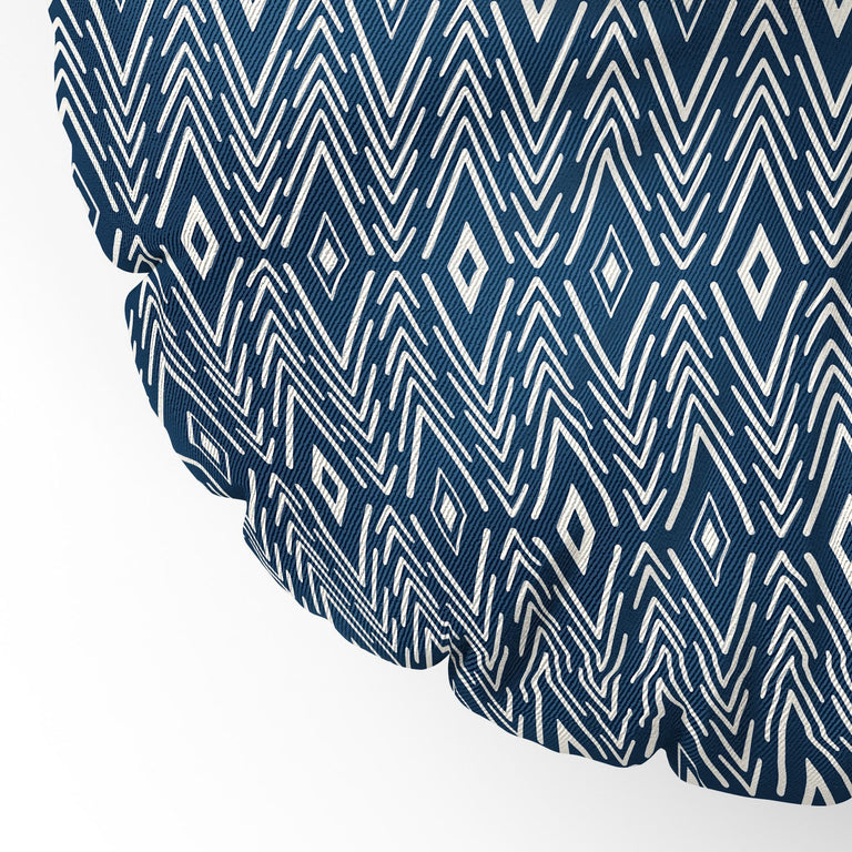 Bohemian Diamonds Navy Floor Pillow Round