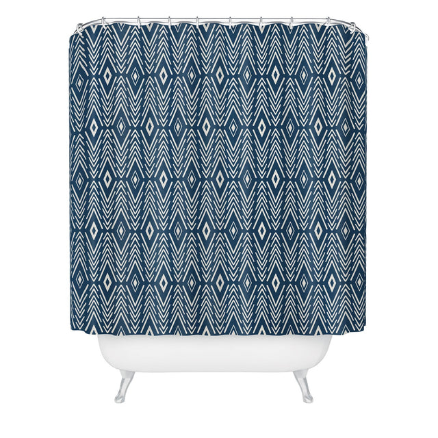 AVENIE BOHEMIAN DIAMONDS NAVY SHOWER CURTAIN
