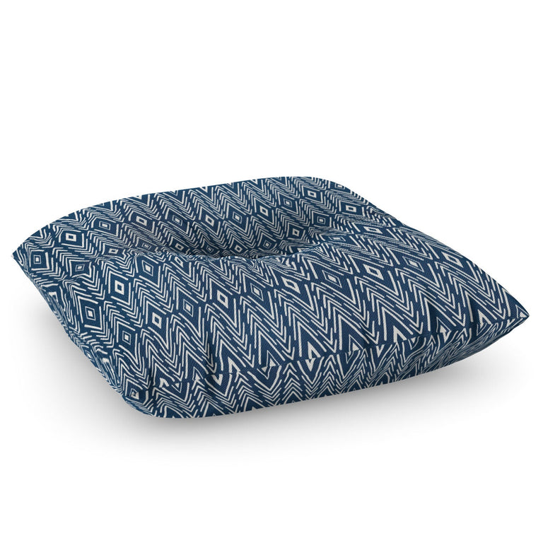 Bohemian Diamonds Navy Floor Pillow Square