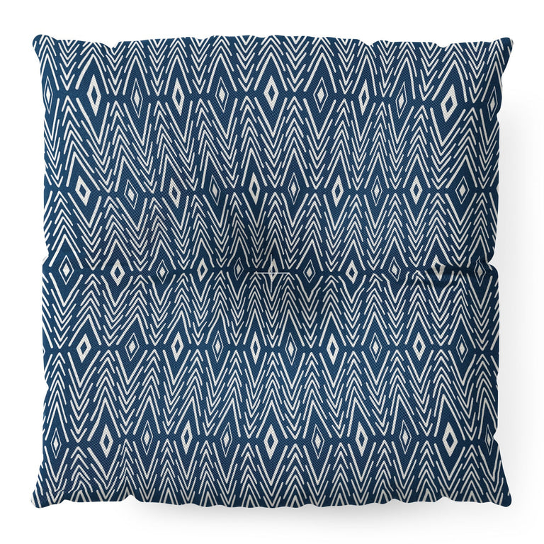 Bohemian Diamonds Navy Floor Pillow Square