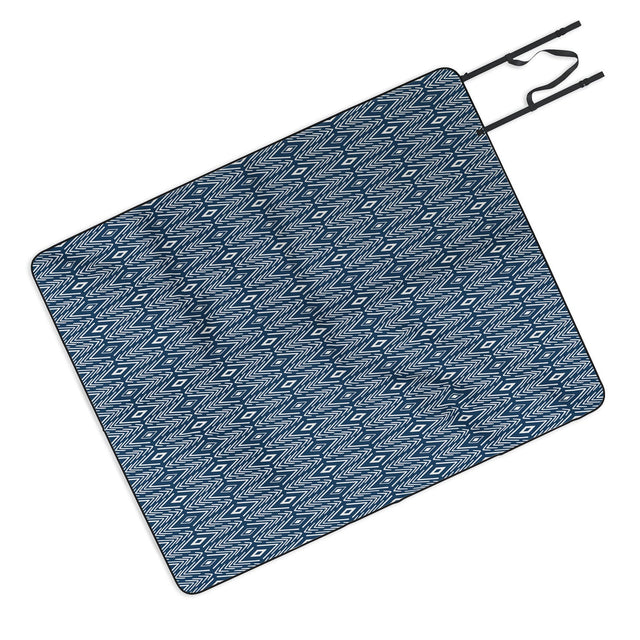 Bohemian Diamonds Navy Picnic Blanket