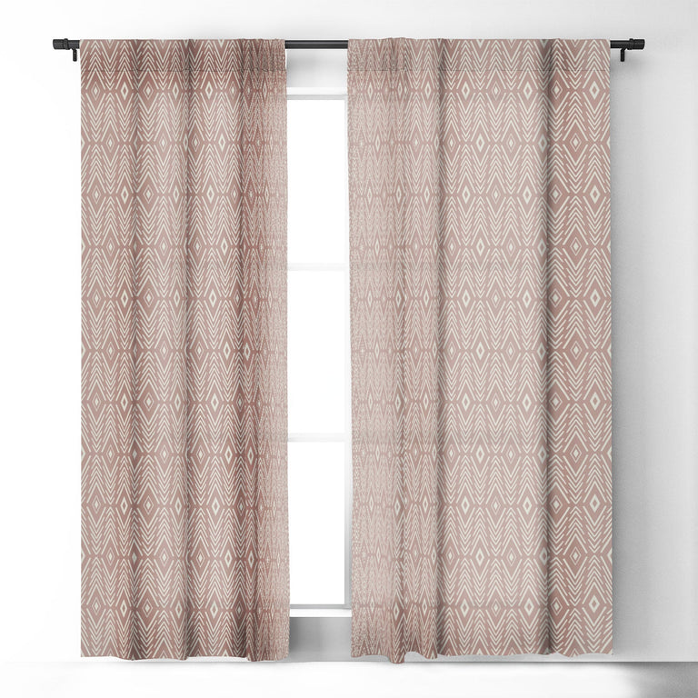 BOHEMIAN DIAMONDS PEACH BLACKOUT NON REPEAT WINDOW CURTAIN