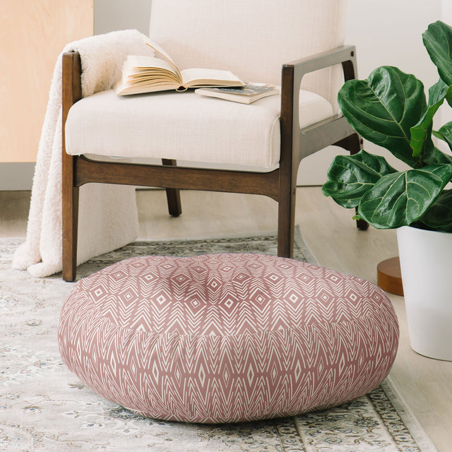 Bohemian Diamonds Peach Floor Pillow Round