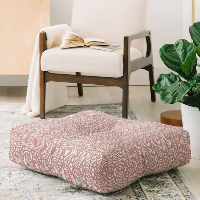 Bohemian Diamonds Peach Floor Pillow Square