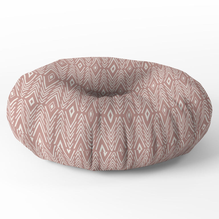 Bohemian Diamonds Peach Floor Pillow Round