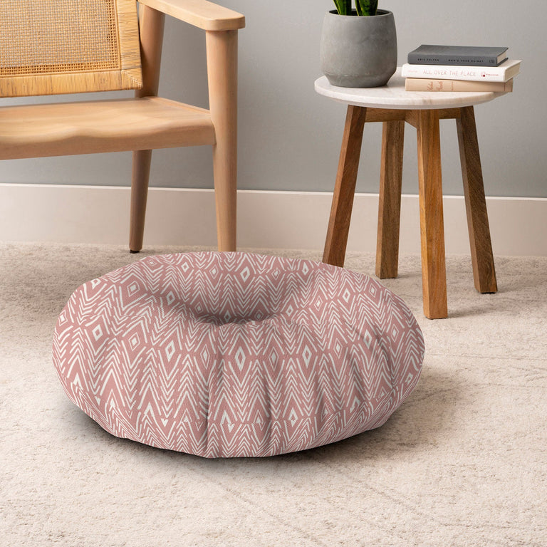 Bohemian Diamonds Peach Floor Pillow Round