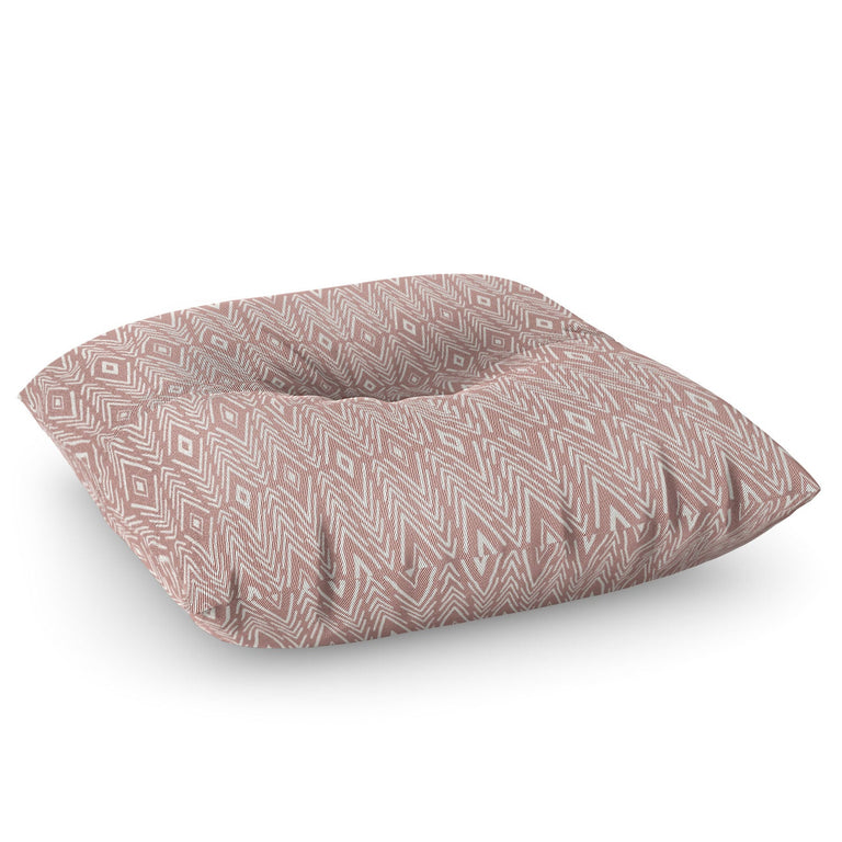 Bohemian Diamonds Peach Floor Pillow Square