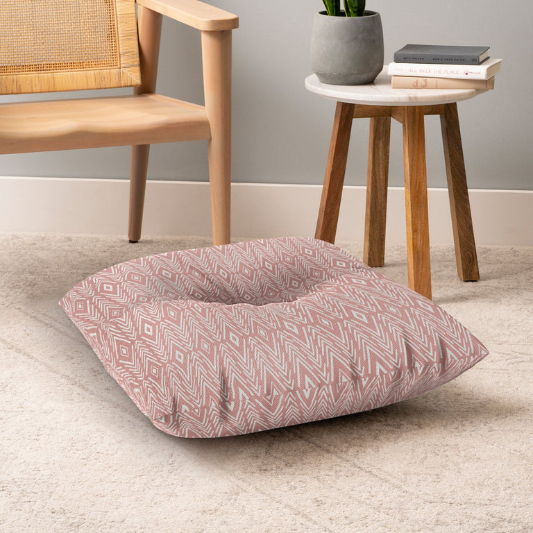 Bohemian Diamonds Peach Floor Pillow Square