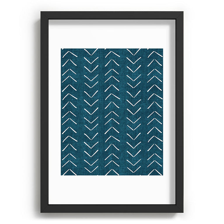 Mud Cloth Big Arrows in Teal Recessed Framing Rectangle