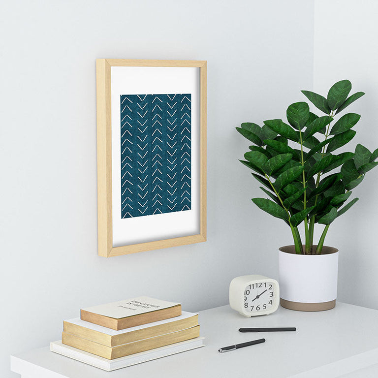 Mud Cloth Big Arrows in Teal Recessed Framing Rectangle