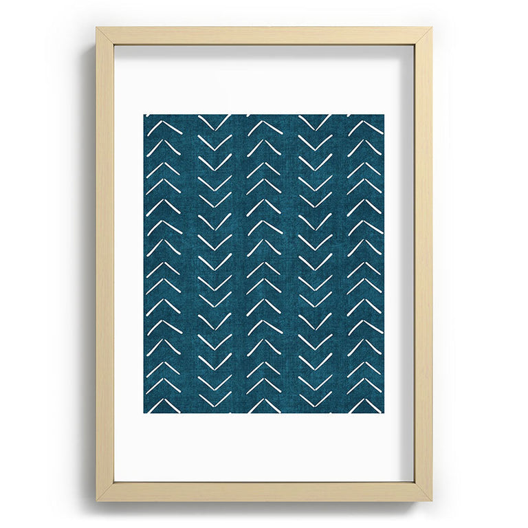 Mud Cloth Big Arrows in Teal Recessed Framing Rectangle