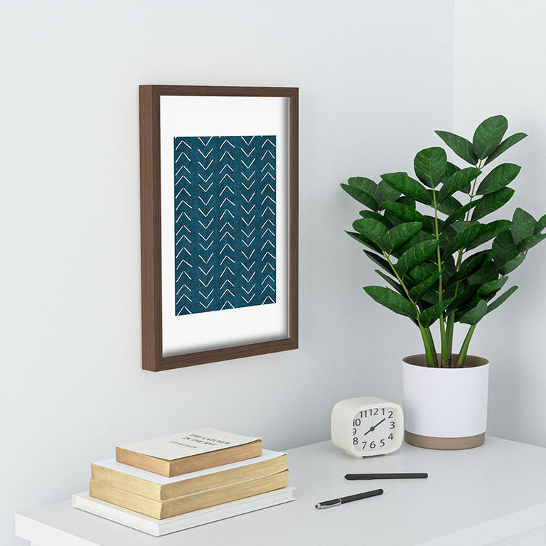 Mud Cloth Big Arrows in Teal Recessed Framing Rectangle