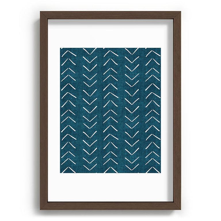 Mud Cloth Big Arrows in Teal Recessed Framing Rectangle