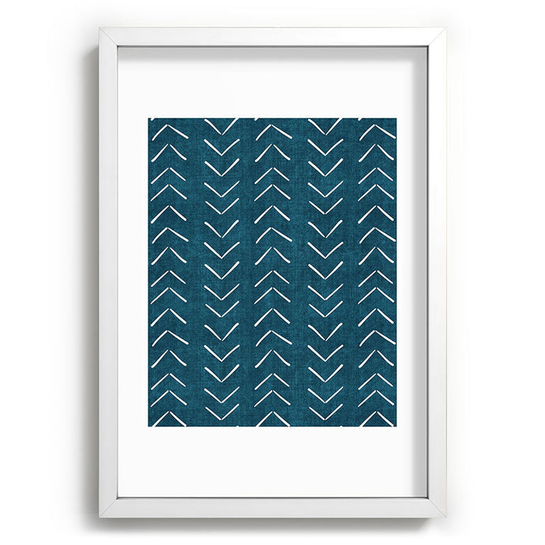 Mud Cloth Big Arrows in Teal Recessed Framing Rectangle