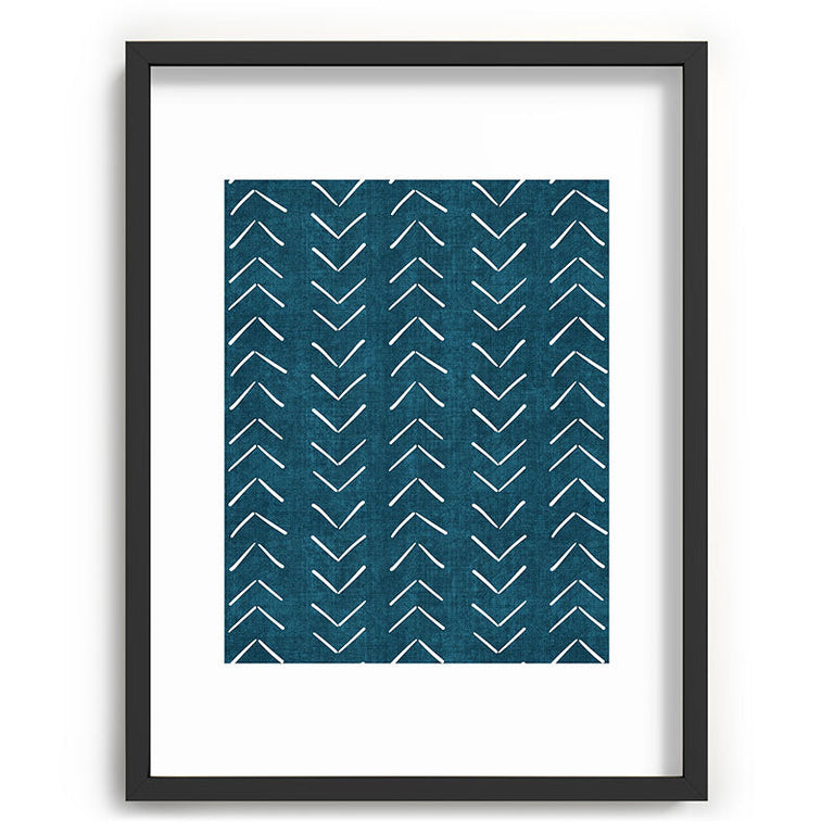 Mud Cloth Big Arrows in Teal Recessed Framing Rectangle