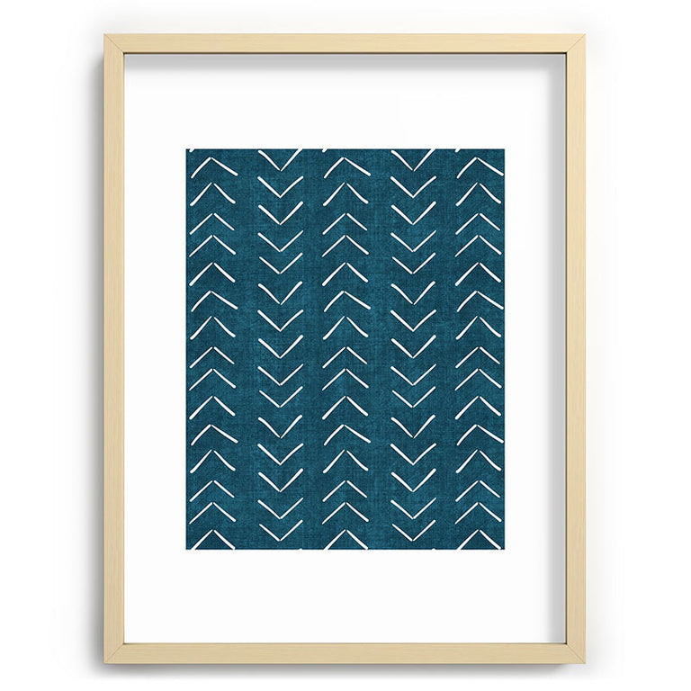 Mud Cloth Big Arrows in Teal Recessed Framing Rectangle