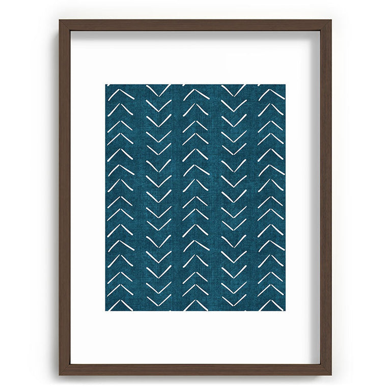 Mud Cloth Big Arrows in Teal Recessed Framing Rectangle