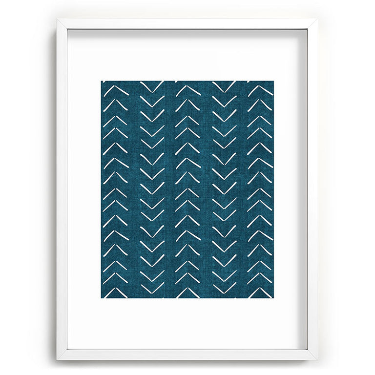 Mud Cloth Big Arrows in Teal Recessed Framing Rectangle