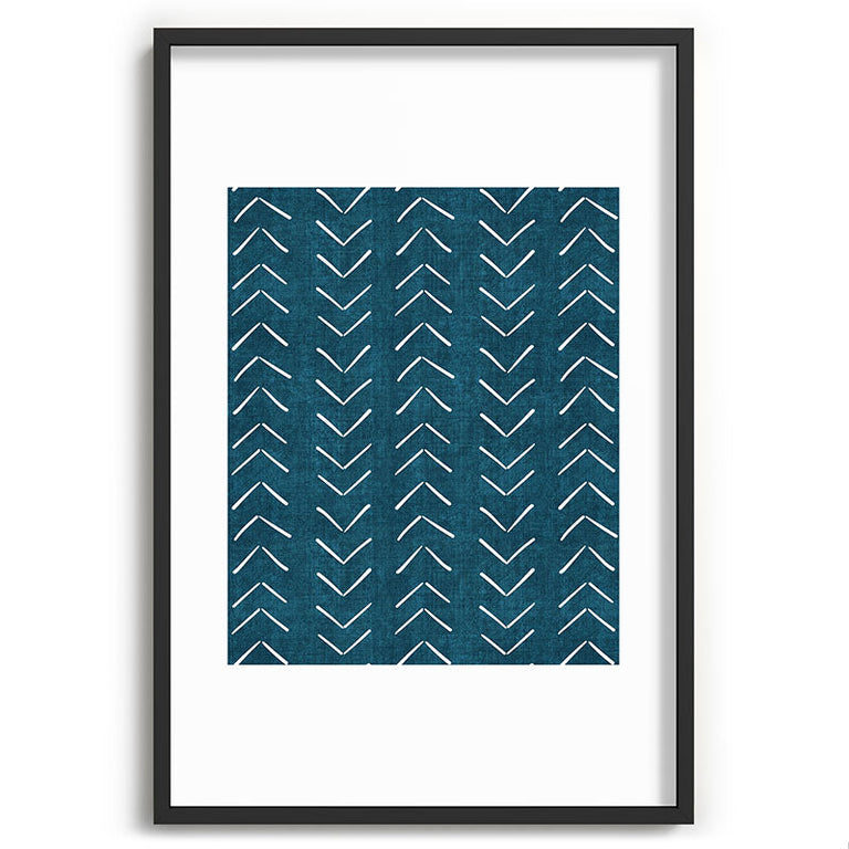 Mud Cloth Big Arrows in Teal Recessed Framing Rectangle