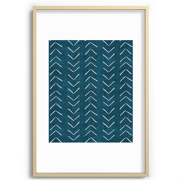 Mud Cloth Big Arrows in Teal Recessed Framing Rectangle
