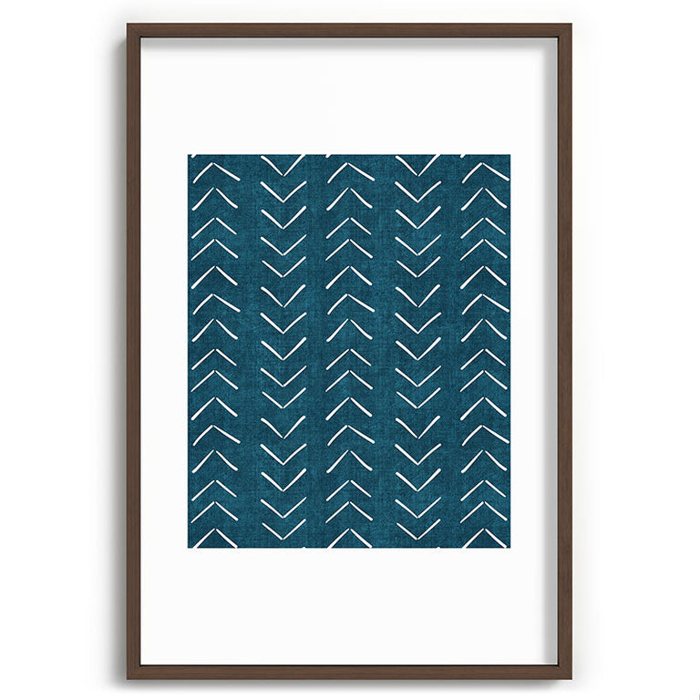 Mud Cloth Big Arrows in Teal Recessed Framing Rectangle