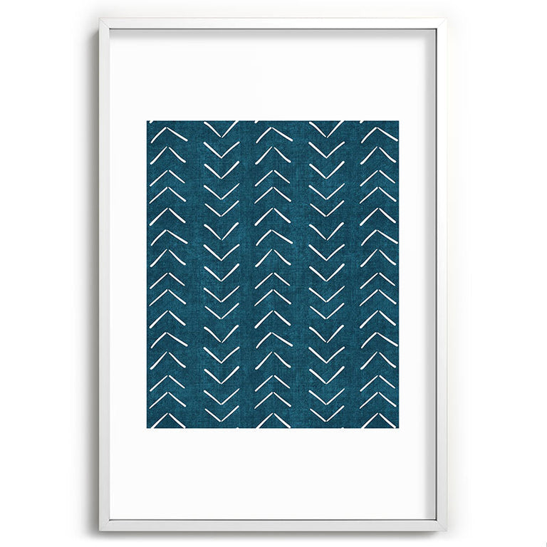 Mud Cloth Big Arrows in Teal Recessed Framing Rectangle