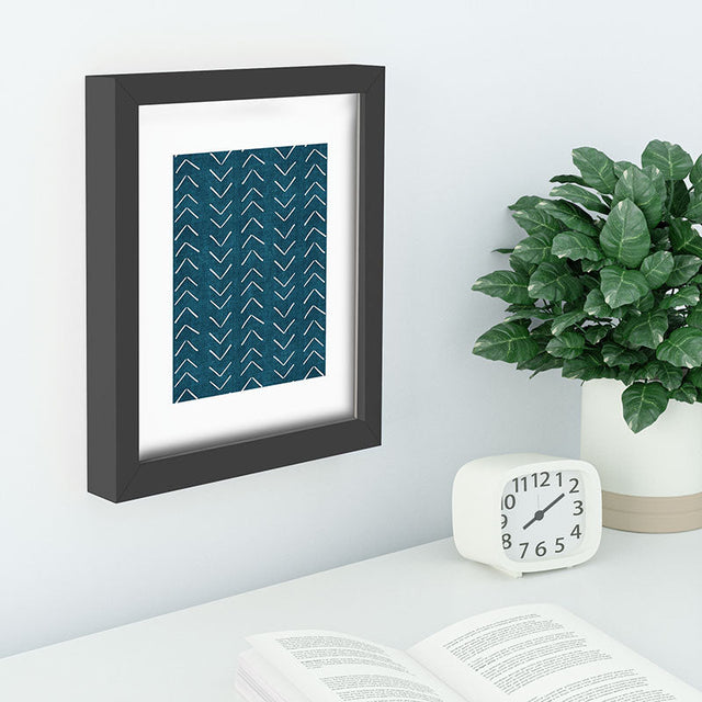 Mud Cloth Big Arrows in Teal Recessed Framing Rectangle