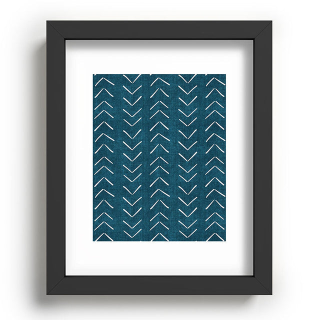 Mud Cloth Big Arrows in Teal Recessed Framing Rectangle
