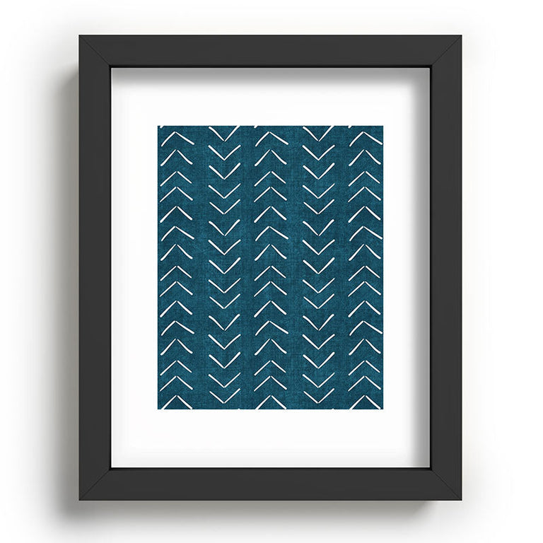 Mud Cloth Big Arrows in Teal Recessed Framing Rectangle