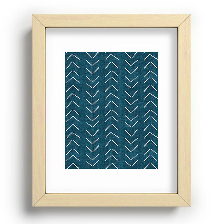 Mud Cloth Big Arrows in Teal Recessed Framing Rectangle