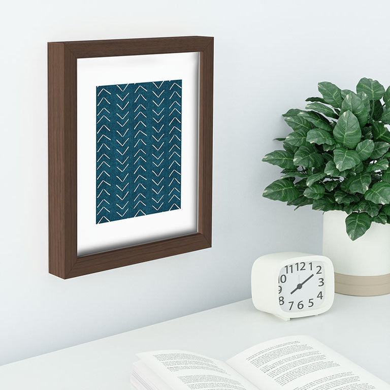 Mud Cloth Big Arrows in Teal Recessed Framing Rectangle