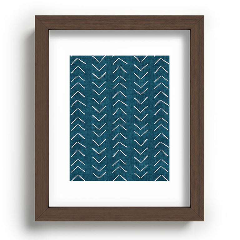 Mud Cloth Big Arrows in Teal Recessed Framing Rectangle