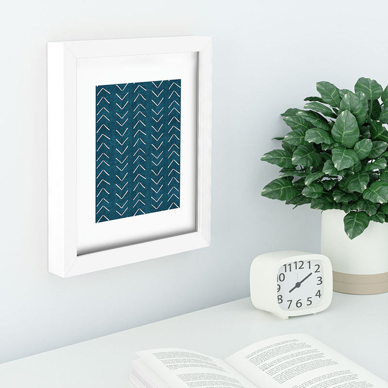 Mud Cloth Big Arrows in Teal Recessed Framing Rectangle