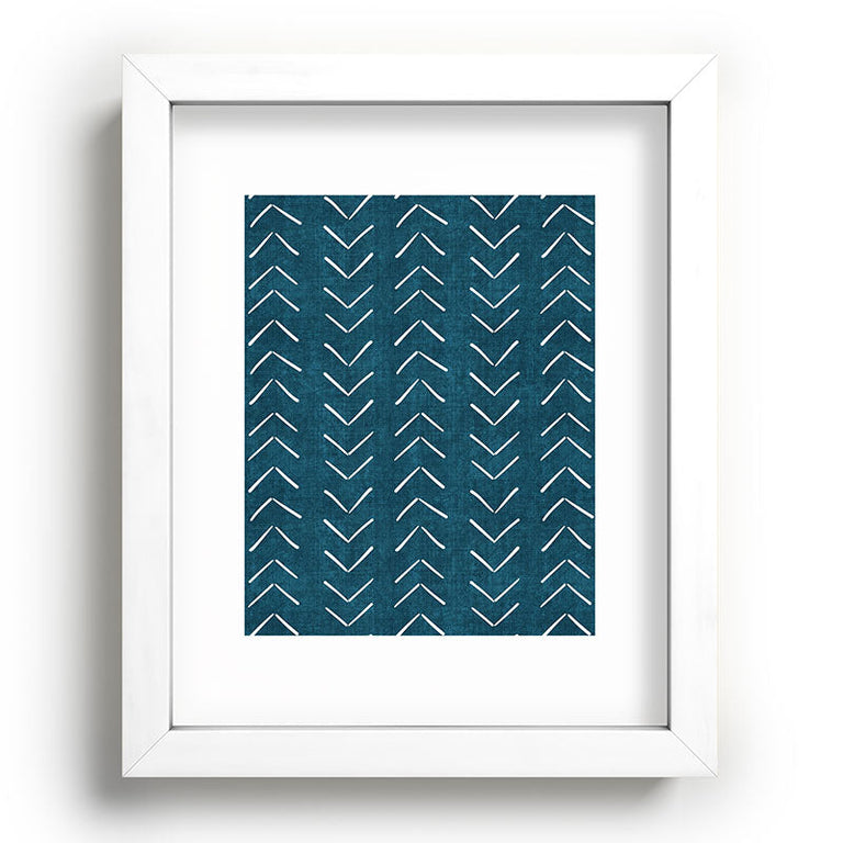 Mud Cloth Big Arrows in Teal Recessed Framing Rectangle