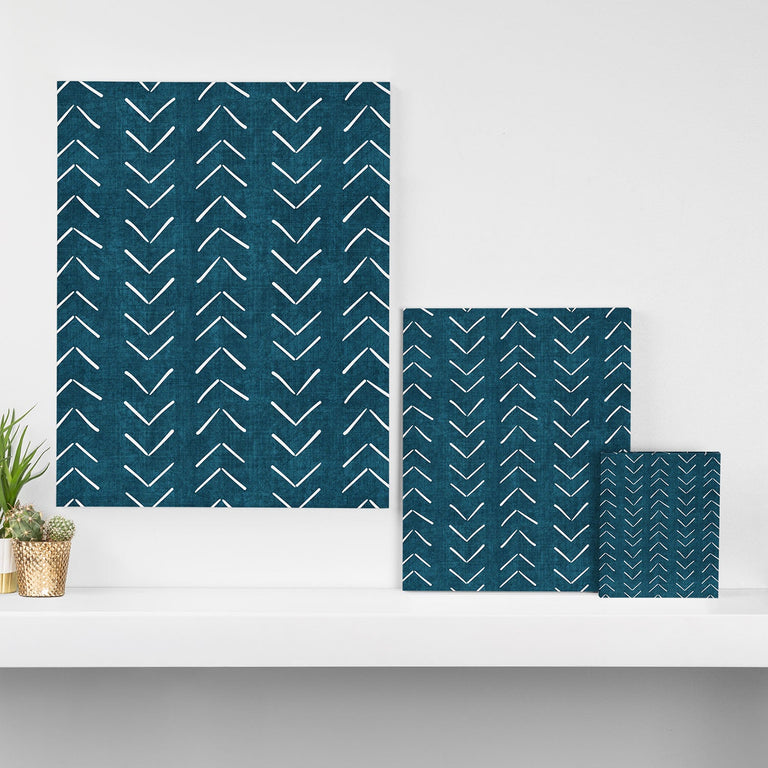 Mud Cloth Big Arrows in Teal Art Canvas